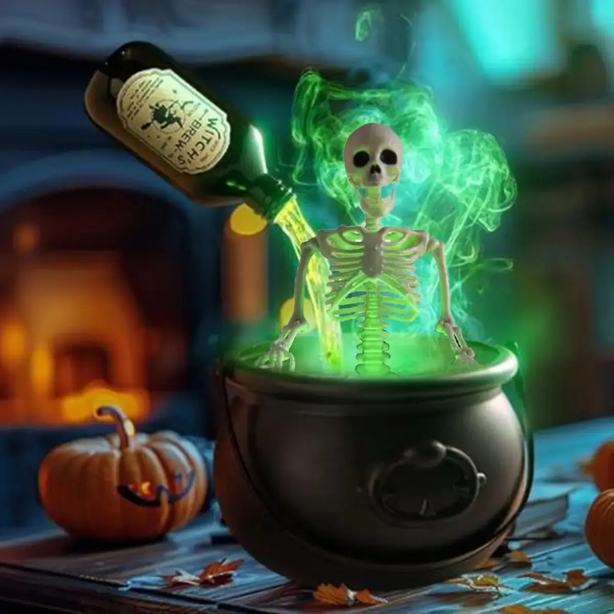Halloween Festival Gift Flame Witch Bucket Glow Light Up, Unique Halloween Decoration, Perfect for Parties and Events, Eye-Catching Design