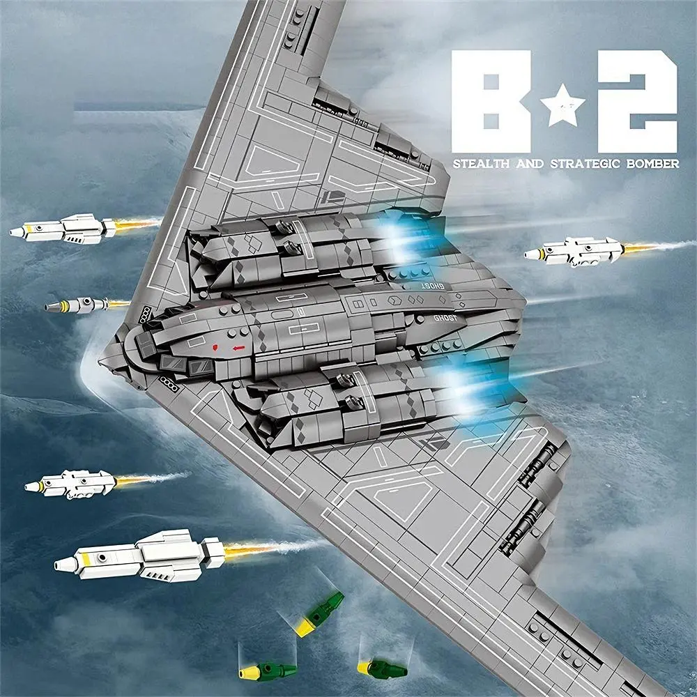 Military Fighter B2 Bomber Model Building Blocks Kit, Collectible Modular Assembly Toy, Ideal Christmas Gift and Indoor Decoration