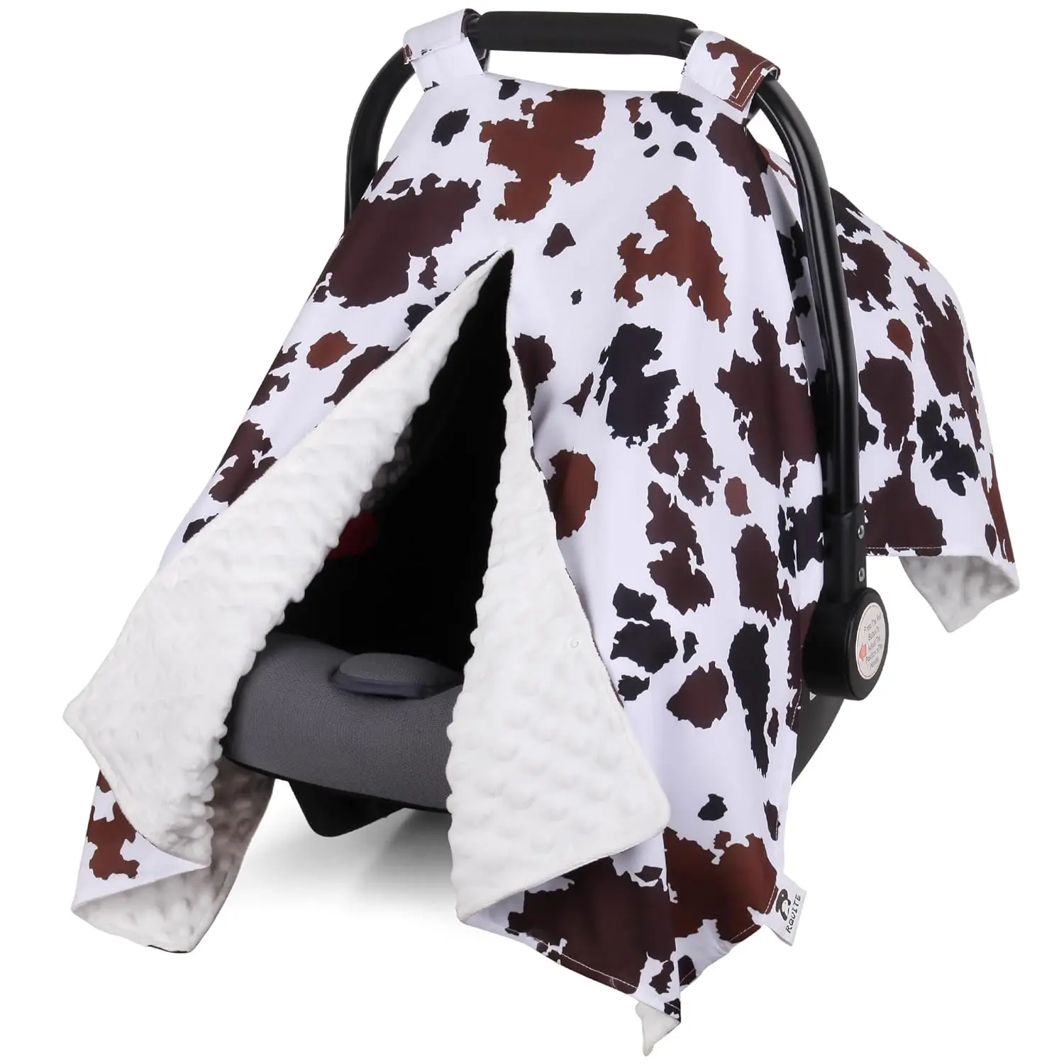 Car Seat Cover Baby, Carseat Covers Baby Boy, Minky Infant Car Seat Cover Winter, Peekaboo Opening Car Seat Canopy, Multi-use Baby Carrier, Stroller, Nursing Cover, Minky Blanket, Cow Print