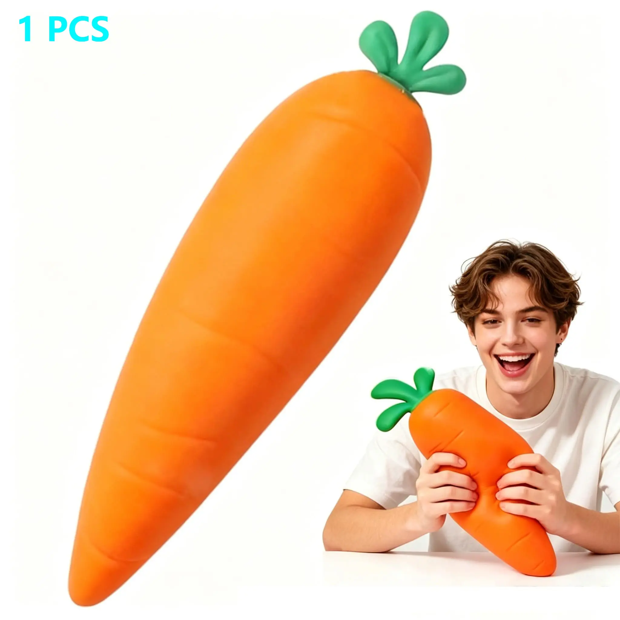Carrot Squishy, Jumbo Squishy Carrot Giant Big Realistic Carrot Moldable Soft Squishys Slow Rising Stress Ball for Anxiety Stress Party Favor for Adults Soft Stress Balls