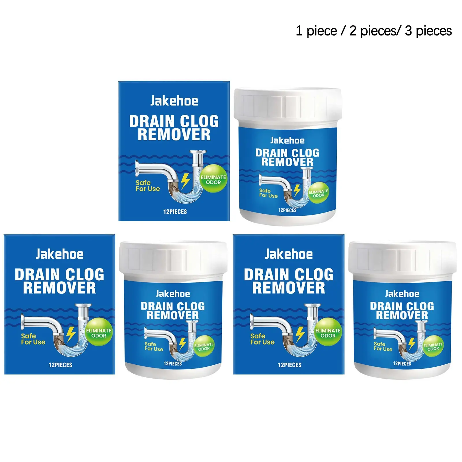 Pipe Unblocker Tablets (12pcs/24pcs/36pcs), Home Bathroom Drain Hair Clog Remover, Deodorizing Cleaning Tablets, Non-Sponge Rubber, Powerful Drain Cleaner