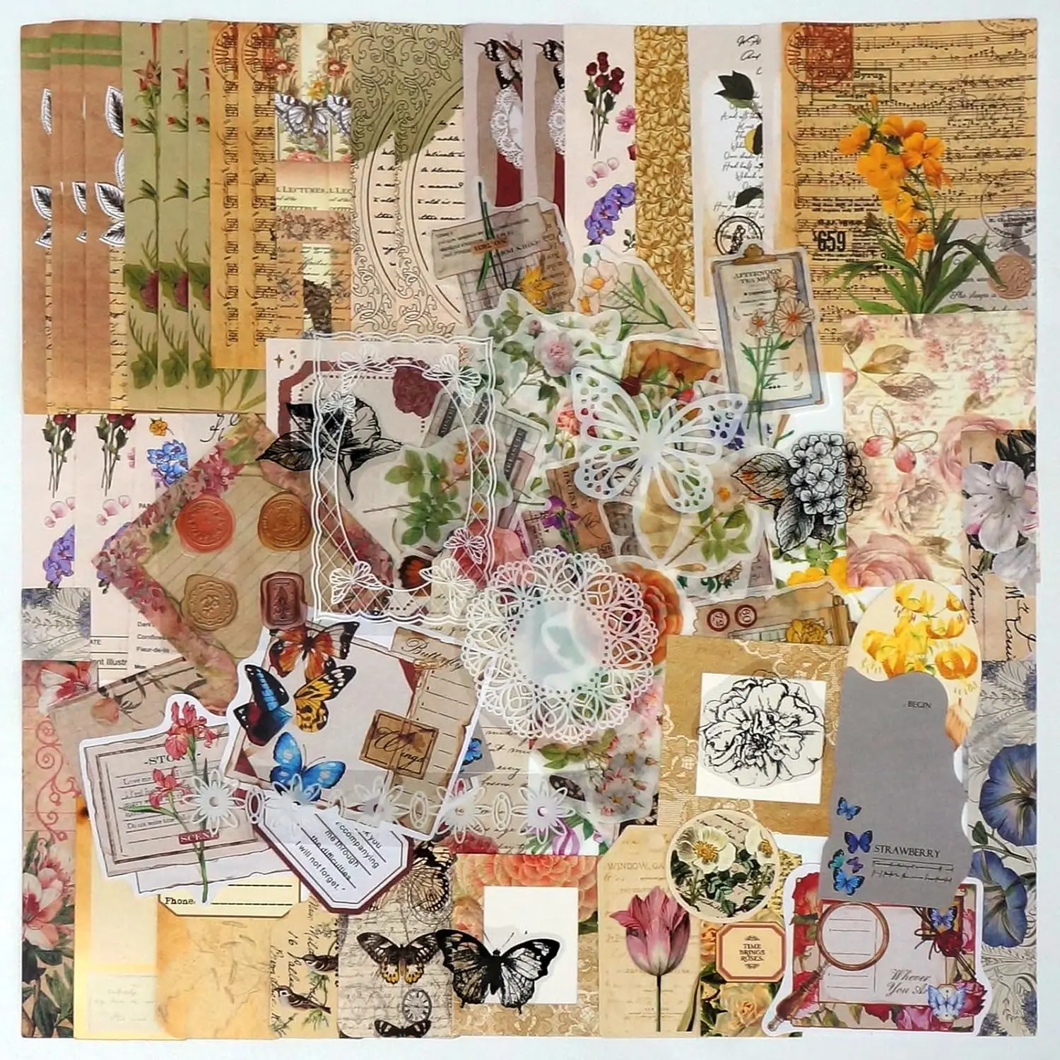 260 count  Scrapbooking Supplies Kit for Beginners () | Large Collection, Aesthetic Journaling,  Junk Journals, Arts Craft Collage,Ephemera Adults,Girls Teenage School Style