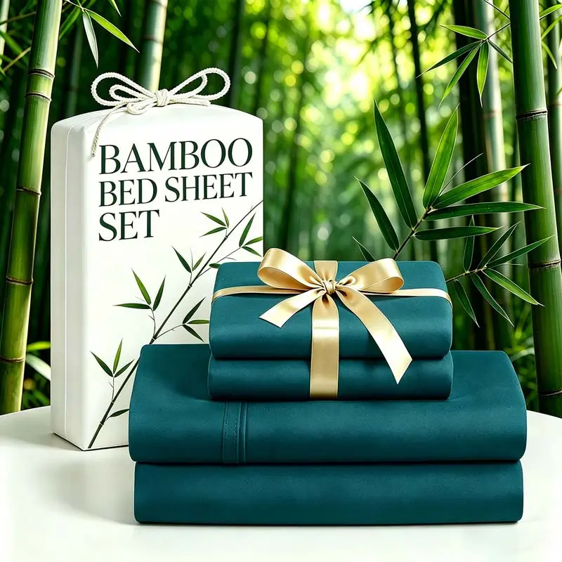 OS OMYSTYLE 2200 TC Bamboo Sheet Set, Breathable And Soft, Cooling, Durable & Wrinkle Resistant, Bedding for Hot Sleepers And Children, Without Overheating, 16-Inch Deep Pocket for Full 360° Coverage, Hotel Quality-Bedding Set, Perfect Einschulung Gift
