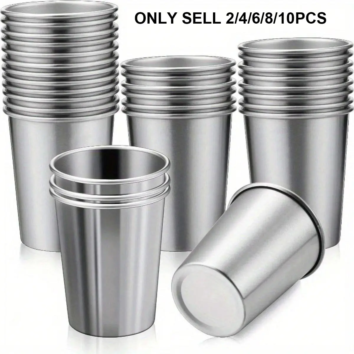 2/4/6/8/10pcs Portable 304 Stainless Steel Pint Cups Pack - 8.79oz Multipurpose Reusable Drinkware Cup Metal Drinking Glasses, Unbreakable, Stackable, Hand Wash Only, Recyclable Material for Home & Travel Use, Camping Kitchenware
