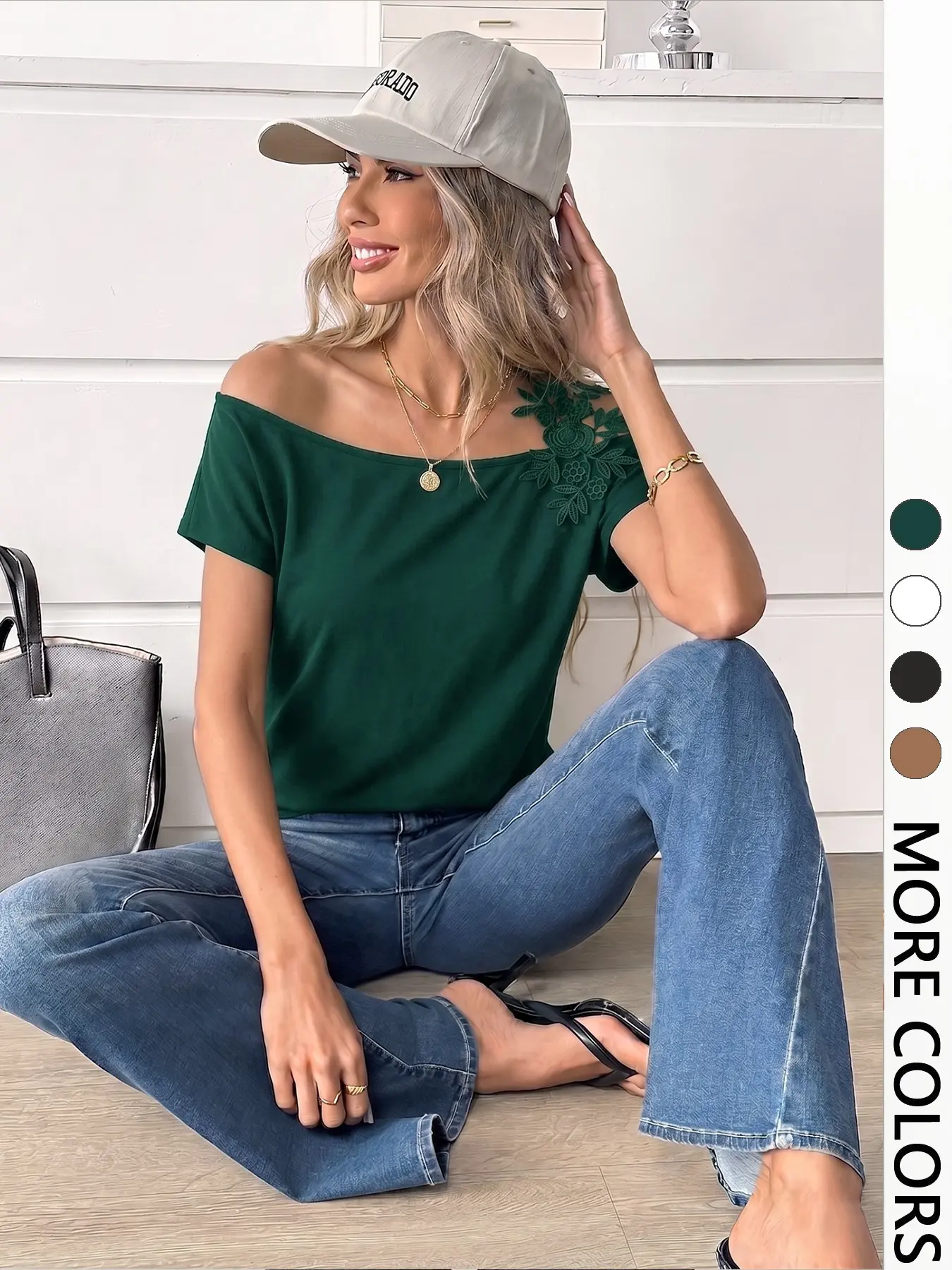 Women's One Shoulder Asymmetric Lace T-Shirt, French Gentle Style Aesthetic Slim Fit Short Sleeve Top for Dating Commute, All Seasons
