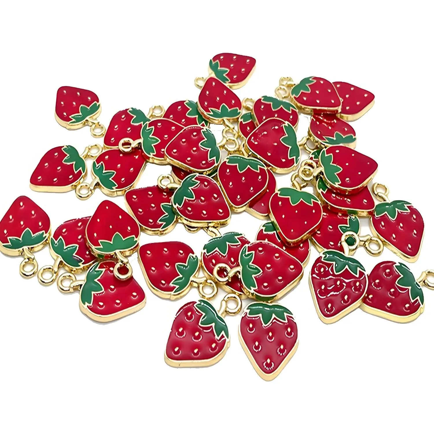 Strawberry Pendant Dripp Oil Crafts Bracelet Accessories Decoration Fruit Dangle Charmsfor  Making Earrings Bracelets Necklaces DIY Crafts