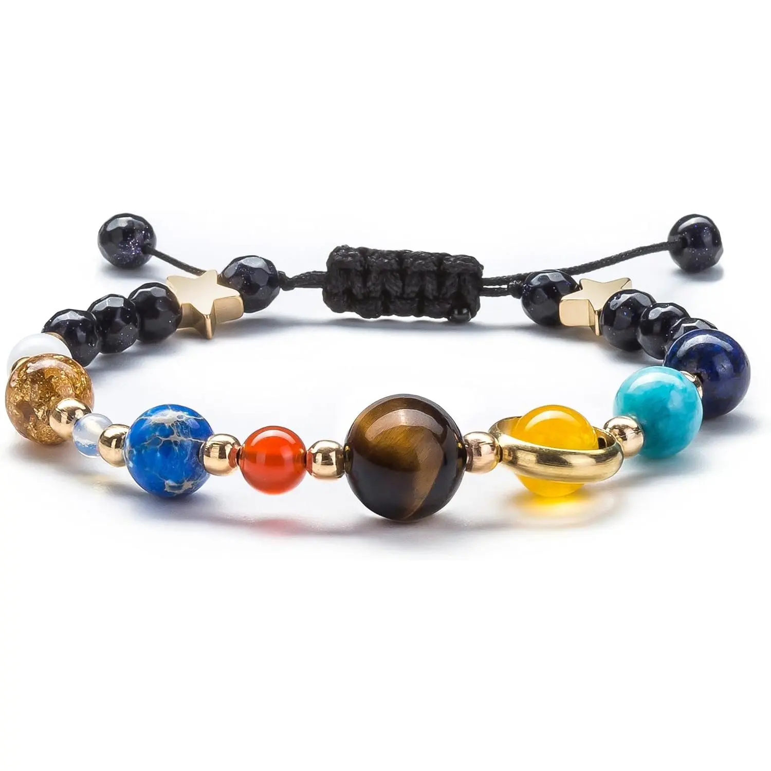 Women Solar System Bracelet Universe Galaxy The Eight Planets Guardian Star Natural Stone Beads Bracelet Bangle Gifts