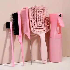 5-Piece Hair Styling Tool Set, Includes 2 French Braid Rings, Leather Clipper, Volumizing Comb, Tail Comb, Edge Comb for Hairline and Back Combing, Combs For Hair Stylist