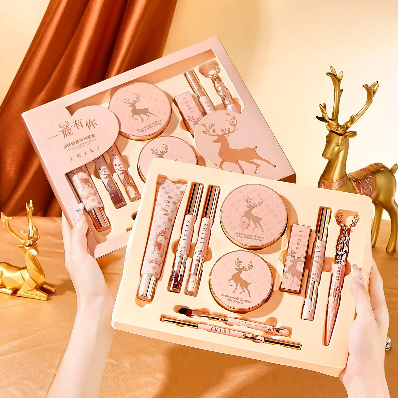 Novice 10 Piece Makeup Set One Box of Complete Face Makeup, Lipstick, Eyebrow Pencil, eye black, concealer, powder Makeup Set
