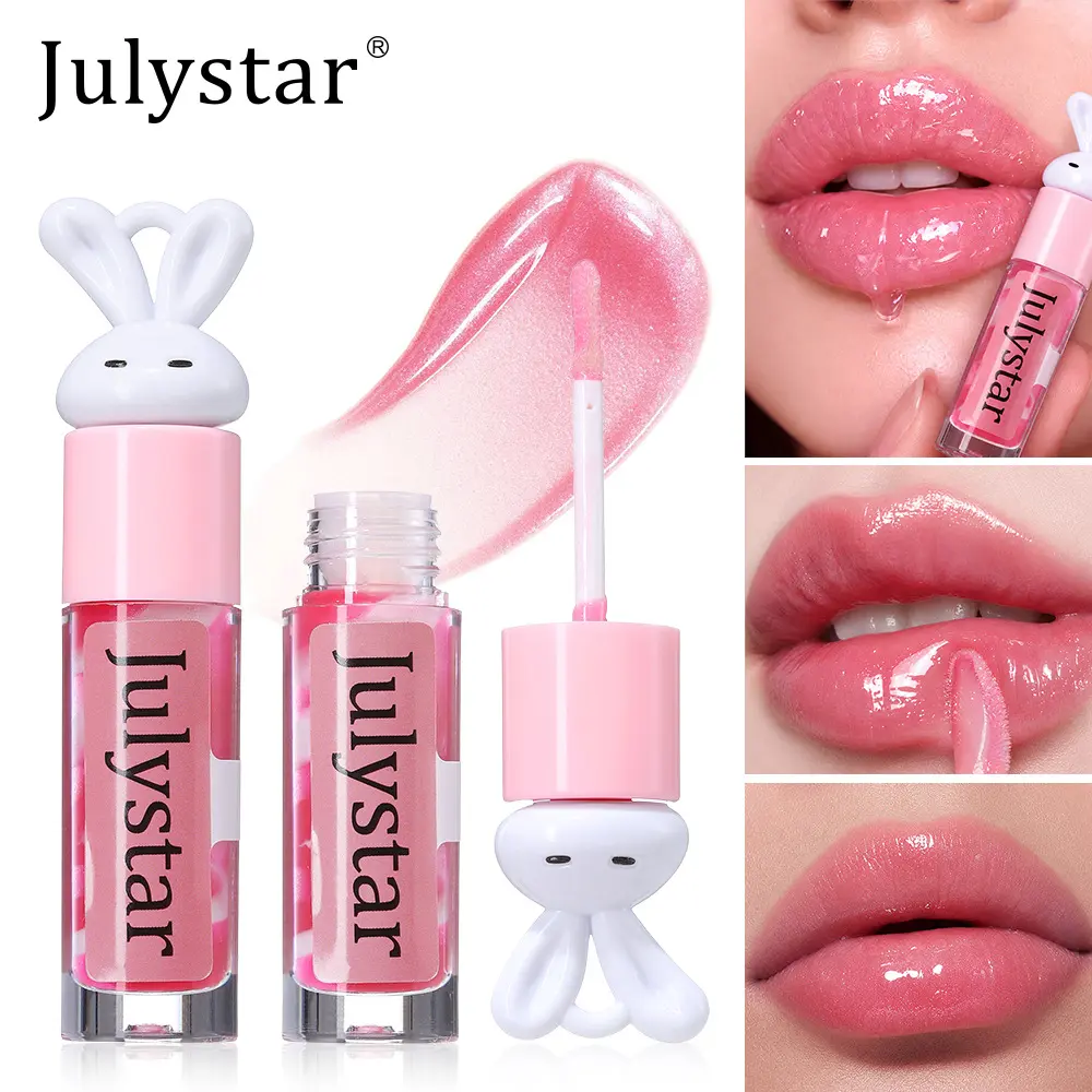 Hydrating Long-Lasting Glossy Lip Gloss, Mirror Finish Plump Lips, Rabbit Shape Lip Color, Moisturizing Lip Balm, Perfect for All-Day Wear