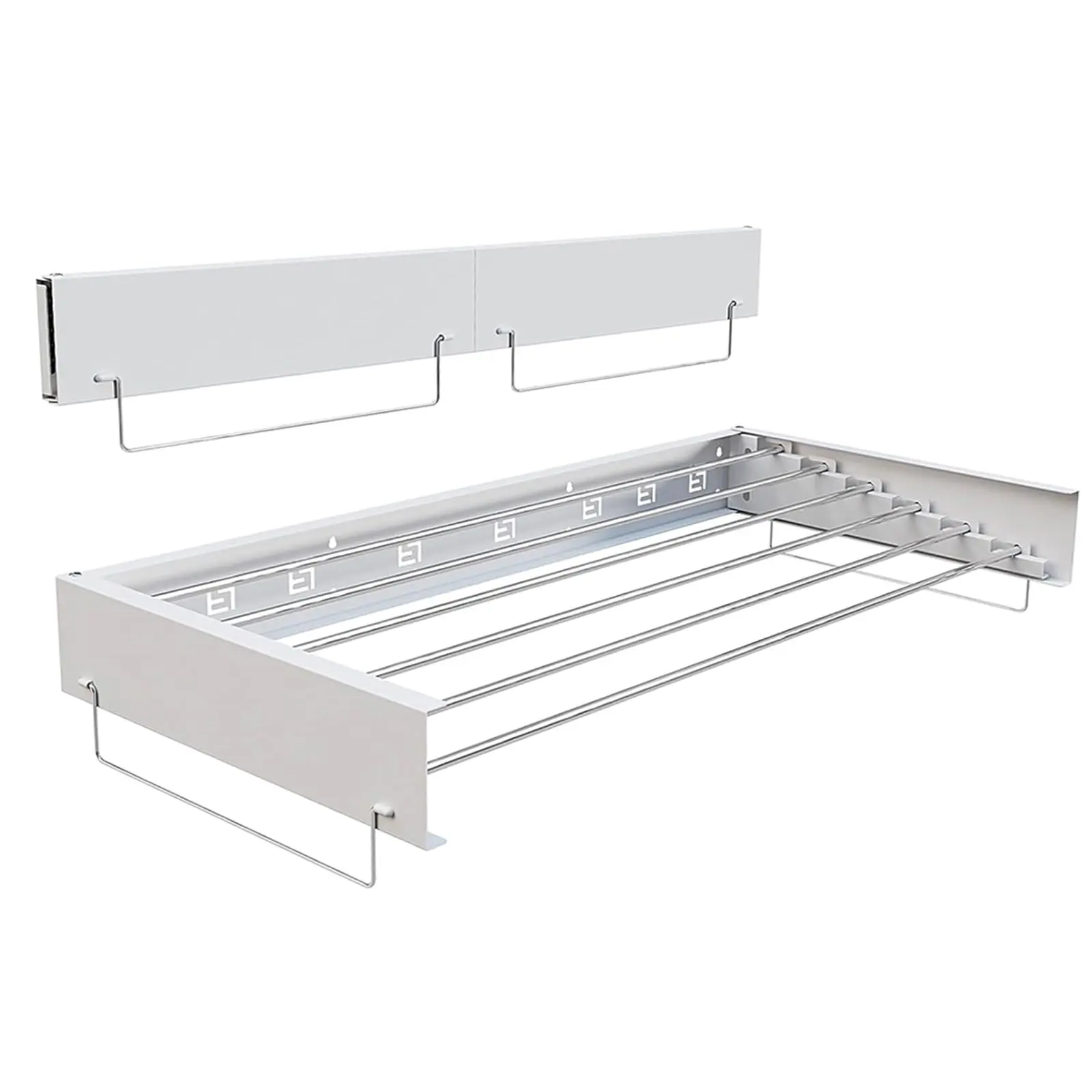 Wall Mounted Folding Drying Rack White 80 CM Retractable Clothes Airer with 5 Rods Space Saving Laundry Hanger for Balcony Bathroom and Apartment