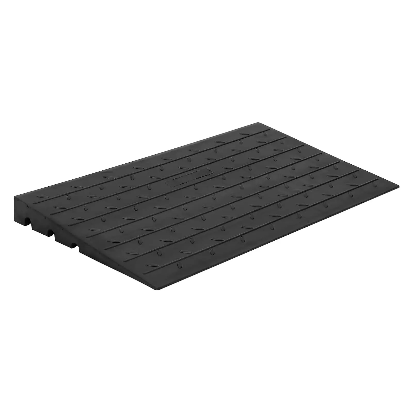 Heavy Duty 2.5 Inch Solid Rubber Threshold Ramp for Doorways, Single Piece Access Ramp with Non-Slip Willow Textured Surface & Smooth Beveled Edges, Durable Indoor & Industrial Outdoor Wheelchair Curb Transition Ramp
