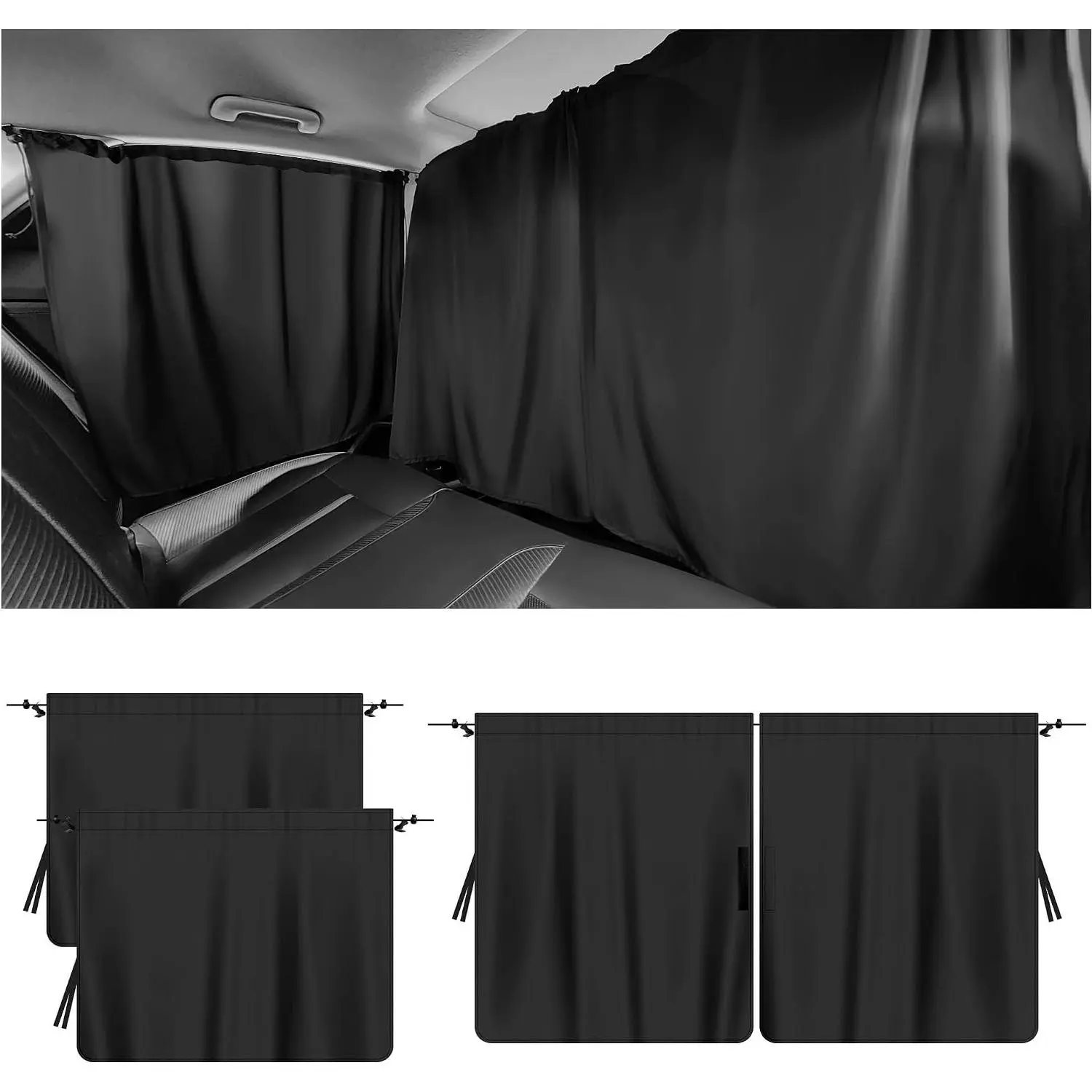 3PCS Car Window Shades, 95% Strong Shading Privacy Cover for Rear Window & Partition, Universal Sunshade for Baby, Car Interior Accessories for Sleeping, Traveling & CampingGift