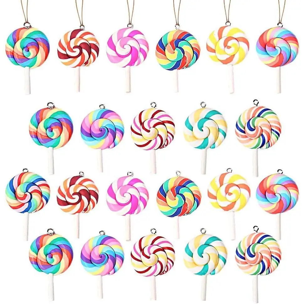 24 count Christmas   Ornaments, Multicolor | Colorful Mini Candy Cane  Ornaments, Polymer Clay Peppermint Pendants, for Xmas Tree Party  Decorations