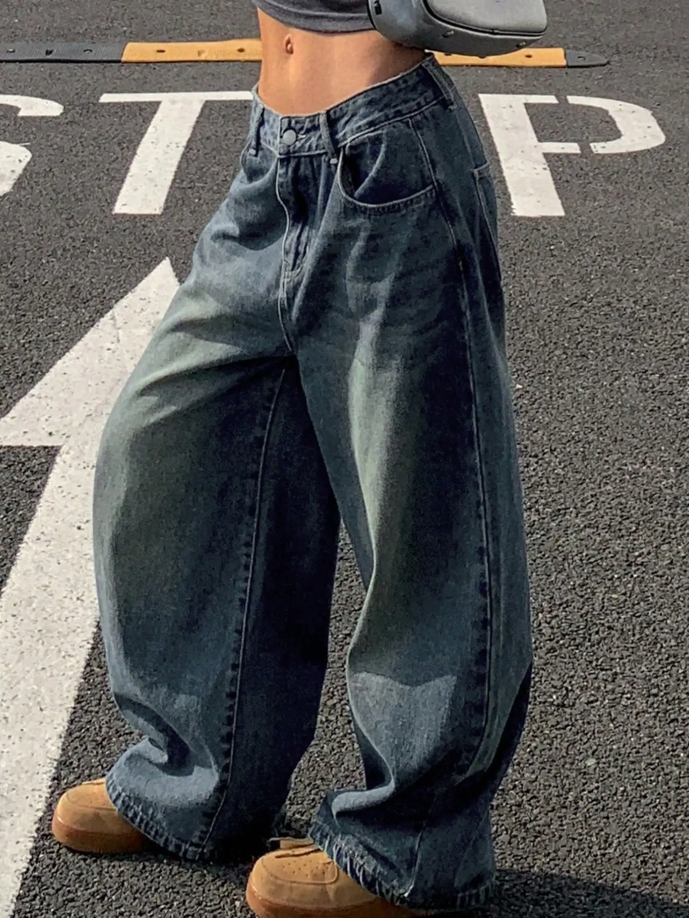 High Street Vintage Jeans, Luxe Fashion Straight Leg Pants, Women's Retro Distressed Loose Fit Casual Long Pants, Trendy and Versatile, Denim Clothing