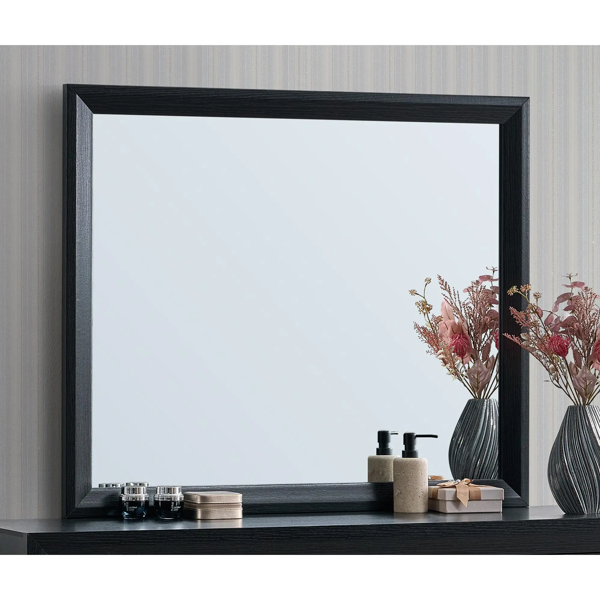 Nokaa Rustica Black Wall Mirror Decorative Sticker Peel and Stick Self-Adhesive Reflective Film for Bedroom Living Room Bathroom Vanity DIY Home Decor Accent