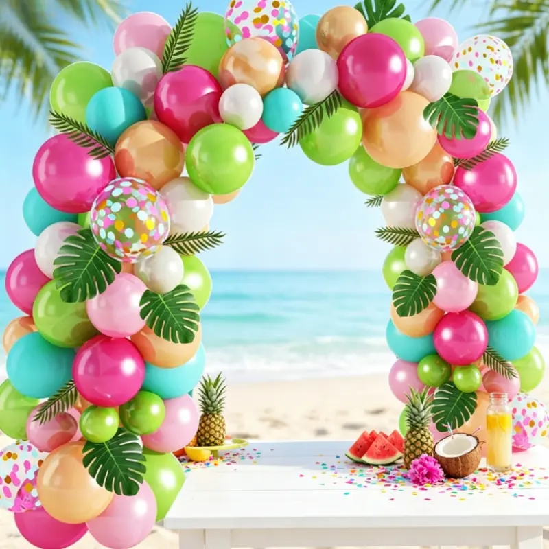 109 Pcs Tropical Hawaiian Balloon Garland Arch Kit, Balloon Arch Set, Hawaiian Themed Party Decor Balloons, Perfect for Summer Tropical Hawaiian Party Decorations