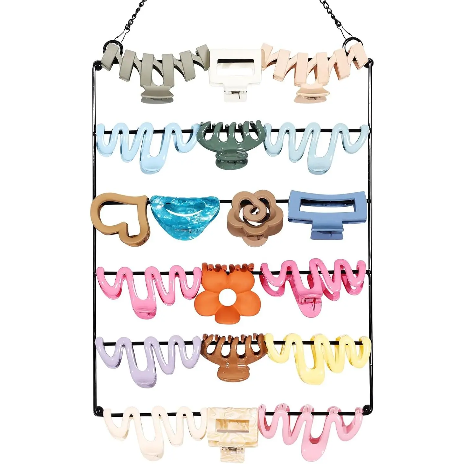 Hair Claw Clip Organizer,5-Tier Wall Hanging Hair Clip Holder and Storage for Women Girls,Claw Clip Hanger Home Decor for Wall,Door,Closet