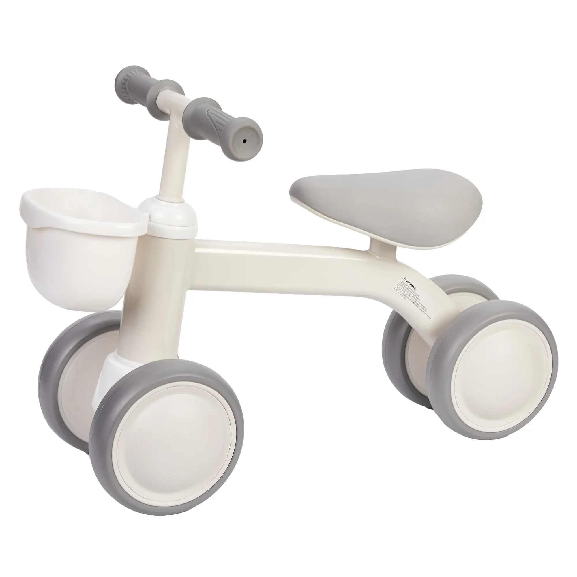 4 Wheel Balance Bike for Toddlers, Baby Balance Bike with Removable Basket, Lightweight First Bike for 12-24 Months Boys Girls, Indoor & Outdoor Play, Supports Up to 55 lbs