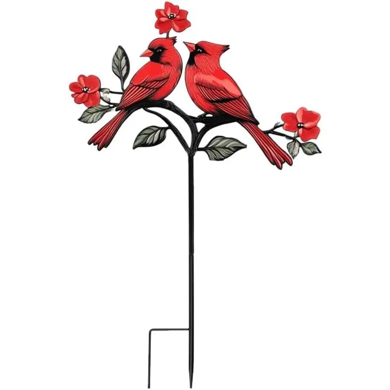 Red  Garden Stake - Metal Outdoor Decor for Patio & Yard(Red -b)