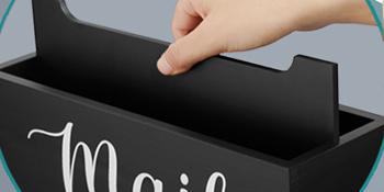 Mail Organizer, Mail Holder with Slots, Mail Basket for Wall Table Countertop, Wood Desk Mail Organizer, Black Envelope Holder for Home Office Decor