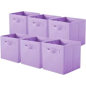 Storage Bins, Foldable Fabric Storage Cubes And Cloth Storage Organizer Drawer For Closet And Toys Storage, 6 Pack (Lavender)