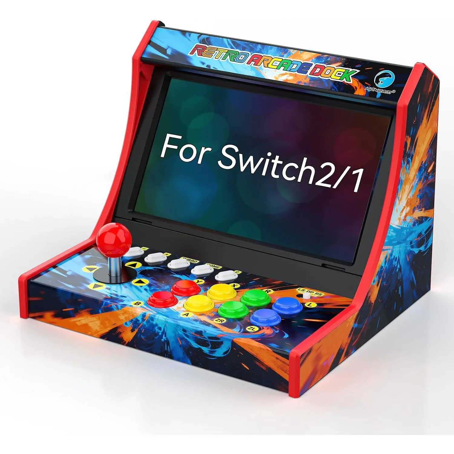 Retro Arcade Stick for  2/OLED/,Mini Arcade Machine Cabinet with 12  Card Slots & SD Card,Support Turbo (neon)