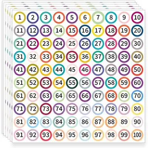 3000 count Number Stickers 1-100, 1 Inch Colored Dot Number Labels for , Classroom, Office, Storage, Indoor, Cabinets, Boxes, Envelopes, Folders