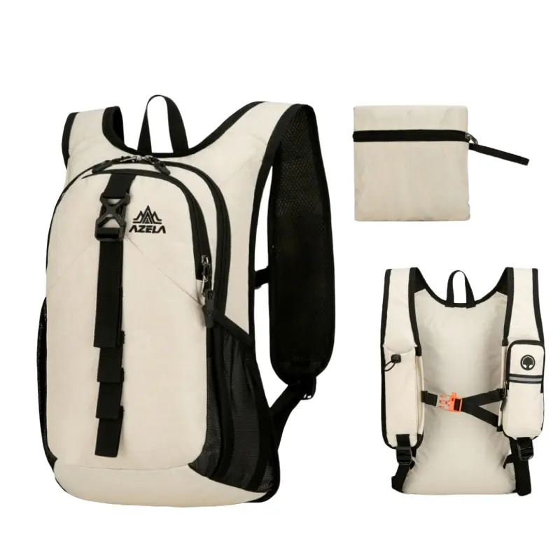 Unisex Foldable Lightweight Sports Outdoor Backpack, Front Water Bottle Pocket, Earphone Bag, Waterproof, Convenient, Ideal for Hiking, Cycling, Daily Use