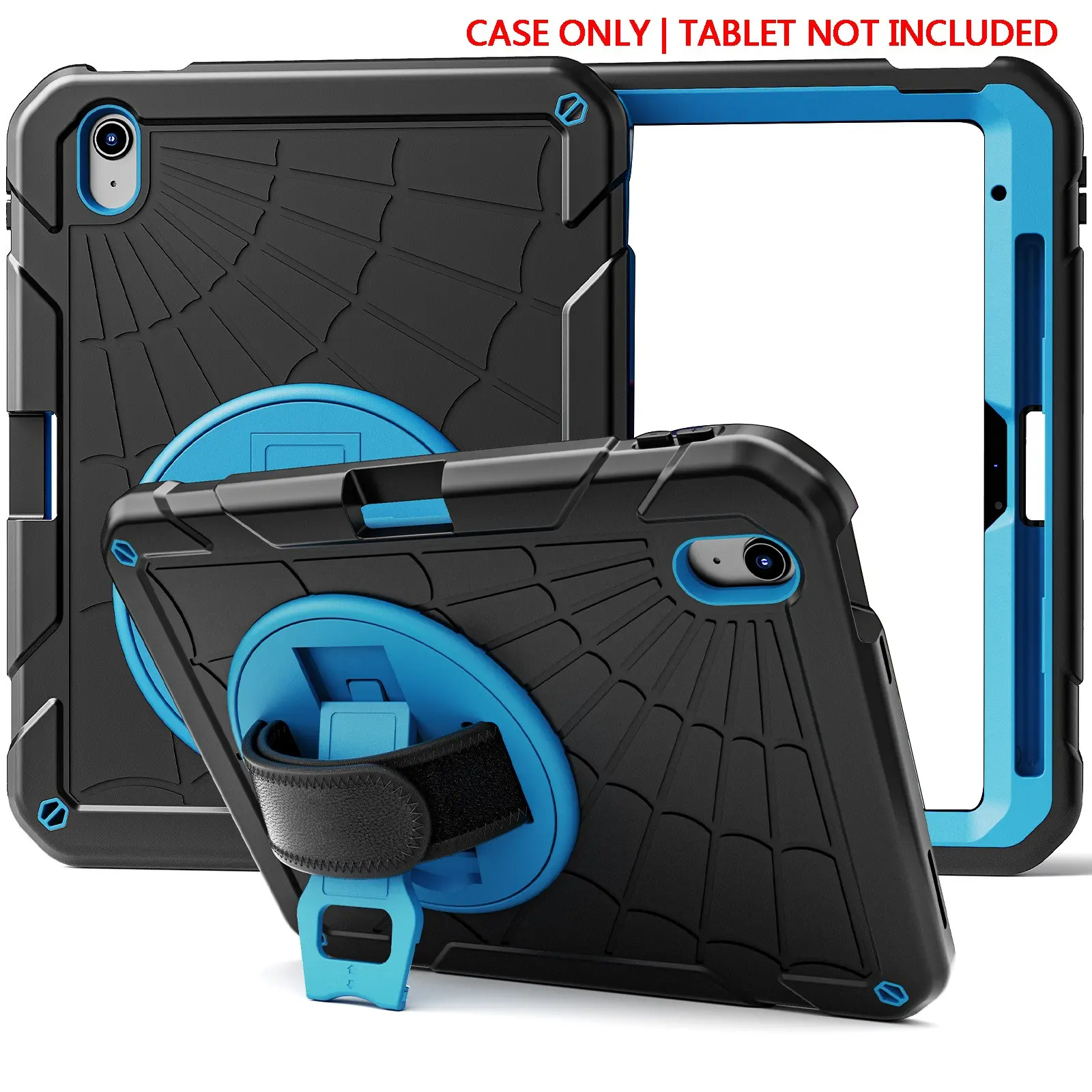 iPad A16/10th Gen 10.9-Inch Case, Shockproof, 360° Rotating Stand, Pen Slot, Wrist Strap, Compatible with 10th Gen iPad