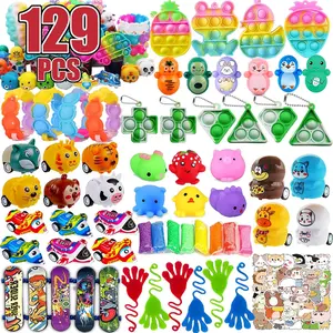 129 PCS Party Favors for Kids, Pop Fidget Treasure Box Toys, Classroom Prizes, Pinata Filler Goodie Bag Stuffers, Treasure Chest, Carnival Prize Box Toys for Boys Girlsfidget toys