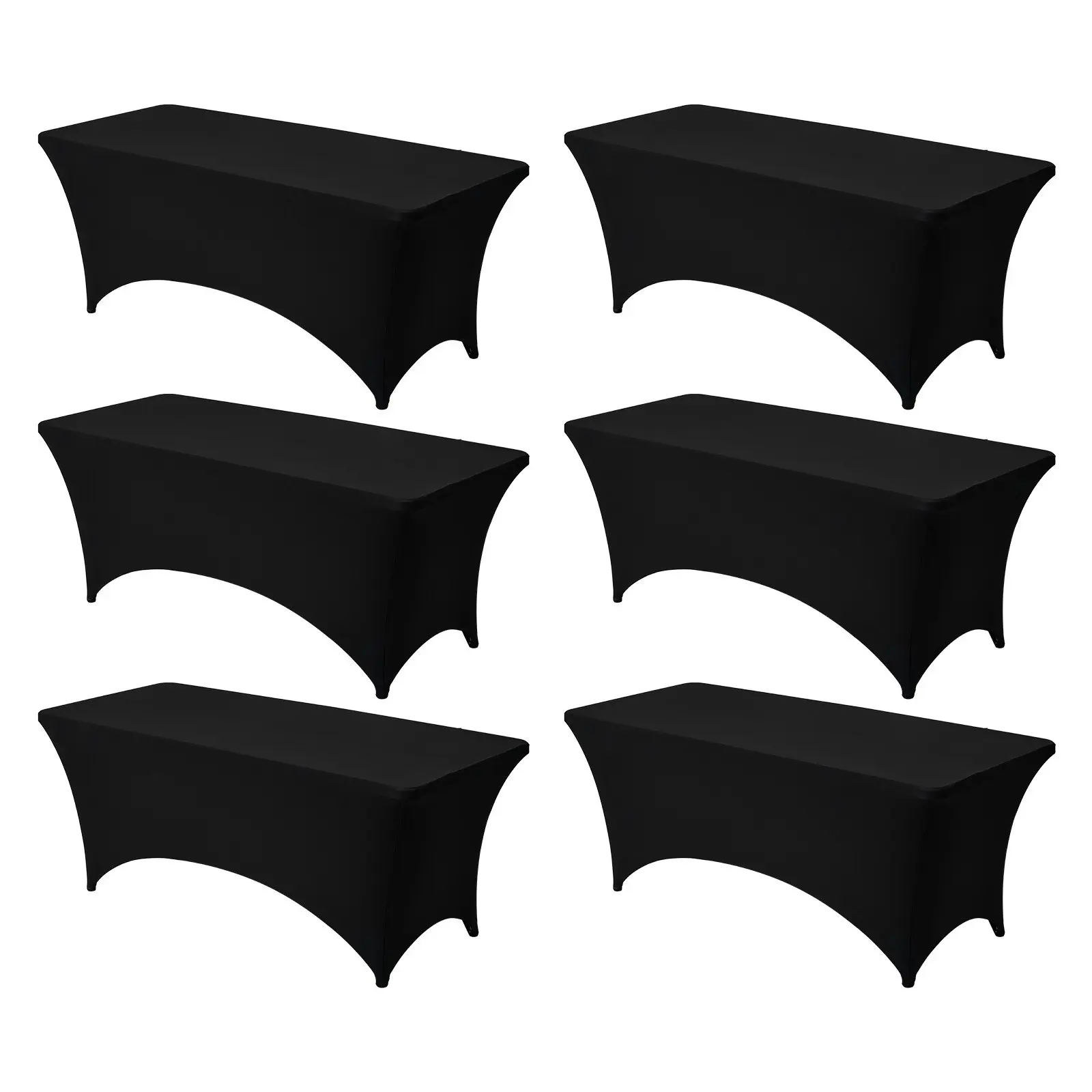 VEVOR 6 Pack Table Cloth for 6FT Rectangular Fitted Events, Wrinkle-Resistant Stretch Black Table Covers, Washable Spandex Tablecloth Protector, for Party, Wedding, Cocktail, Banquet, Festival