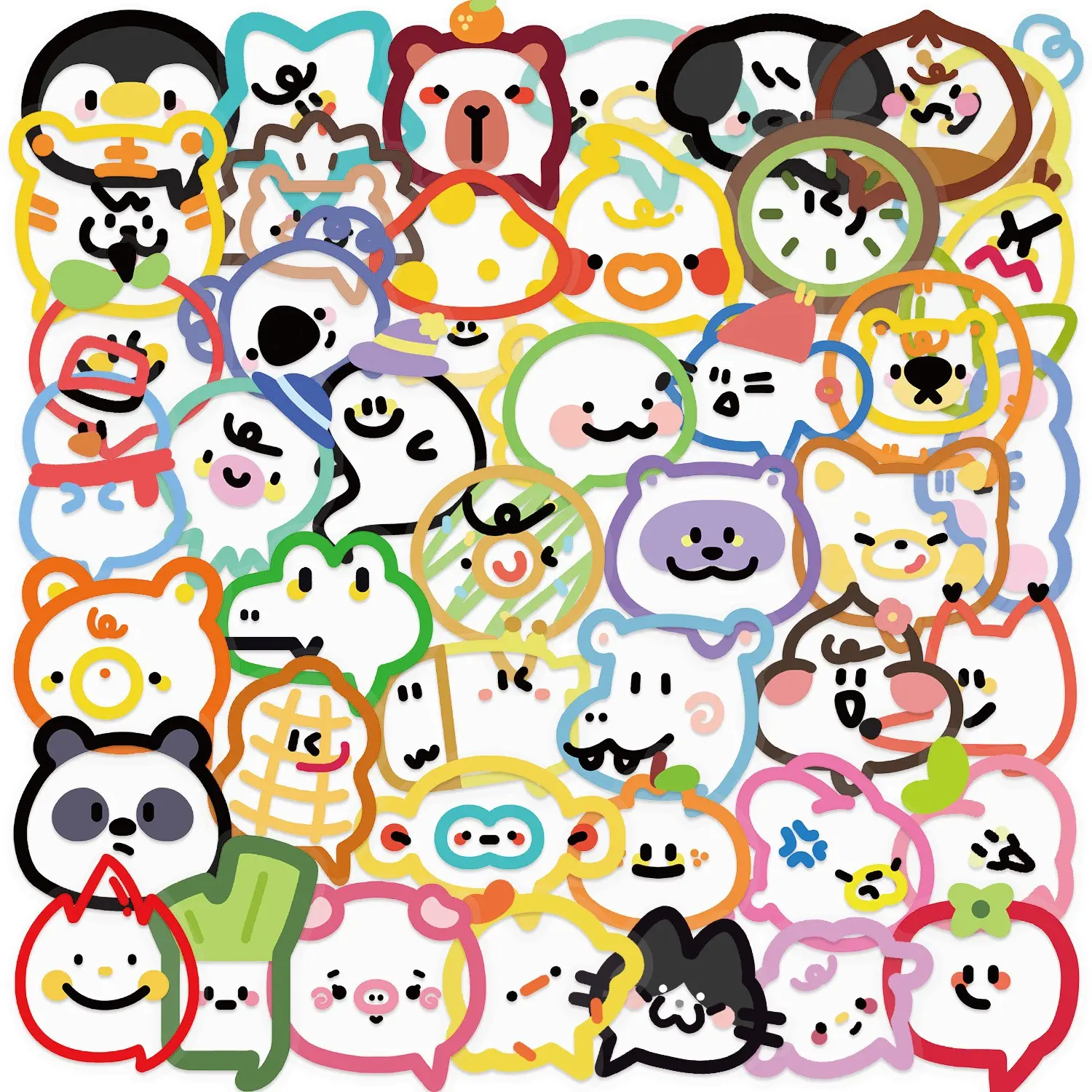 50 Sheets Transparent Cartoon Colorful Bubble Stickers, Waterproof Pet Sticker Pack, Journal Decoration, Guitar Notebook Accessories, Decorative Stickers