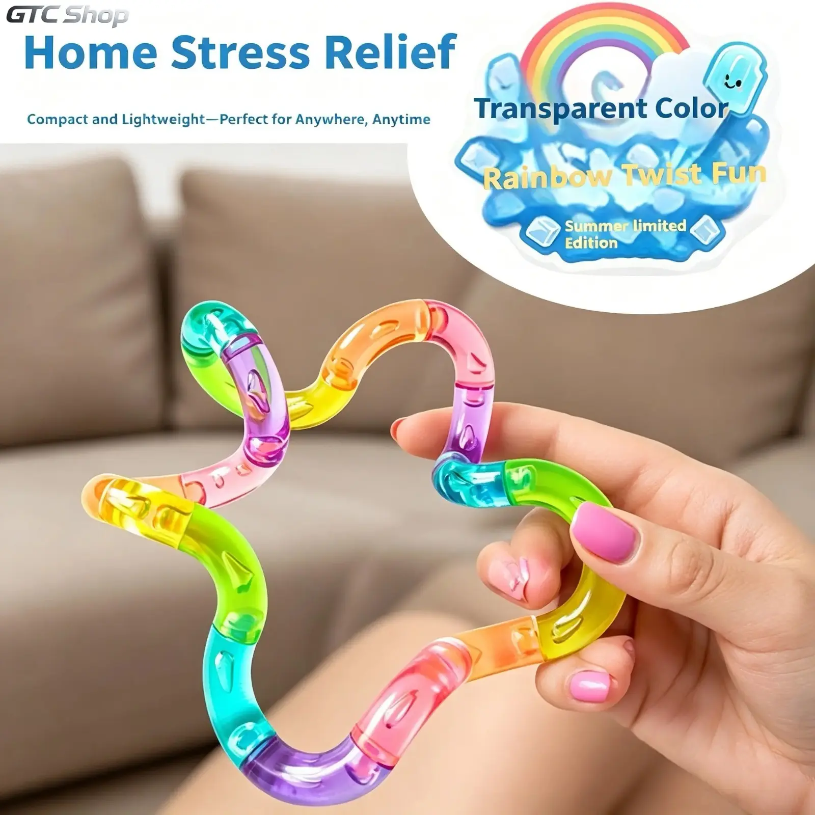 Multi-Color Transparent Crystal Thinking Rope, Stress Relief Toy, Relaxing Fidget Tool, Sensory Fidgets, Stress Relieving Tool, Sensory Stress Reliever, Perfect Gift for Holidays