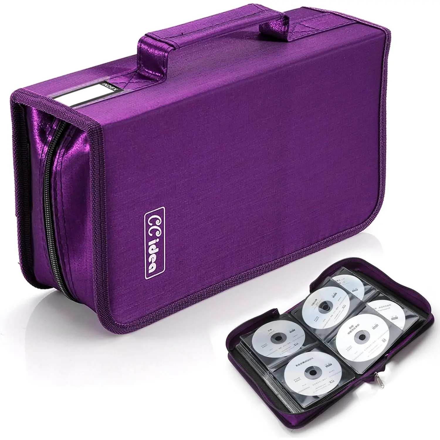 CD Case DVD Storage Holder, 128 Capacity DVD Cases Organizer CD Plastic Protective Carrying Binder,Portable Cd Wallet for Home Travel (Purple)