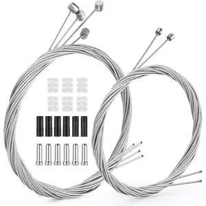 Bike Brake Cable Kit for MTB Premium Mountain Bicycle Brake Cable Replacement 4 Brake & 2 Shifter Cables Universal Derailleur Cable Set including End Caps O-rings and Housings