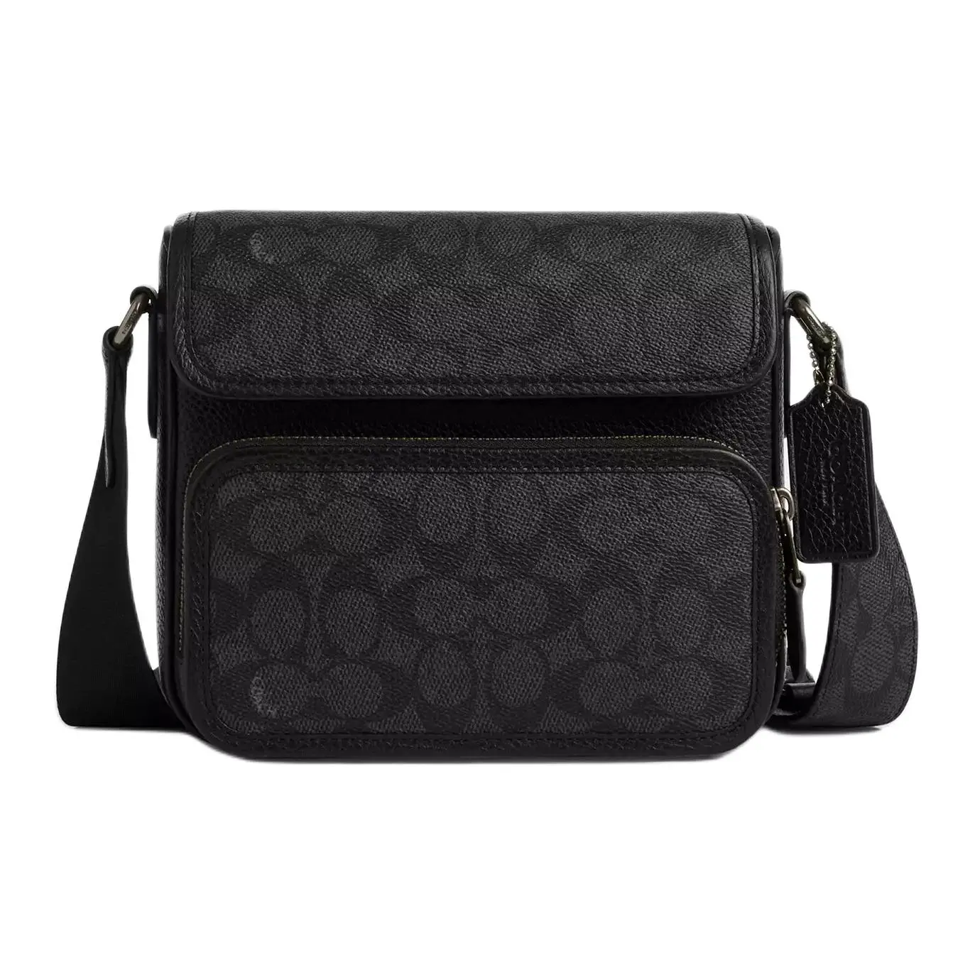 COACH Sullivan 20 Small Crossbody Bag for Men – Logo-Embossed Magnetic Closure, Coated Canvas and Leather, Black