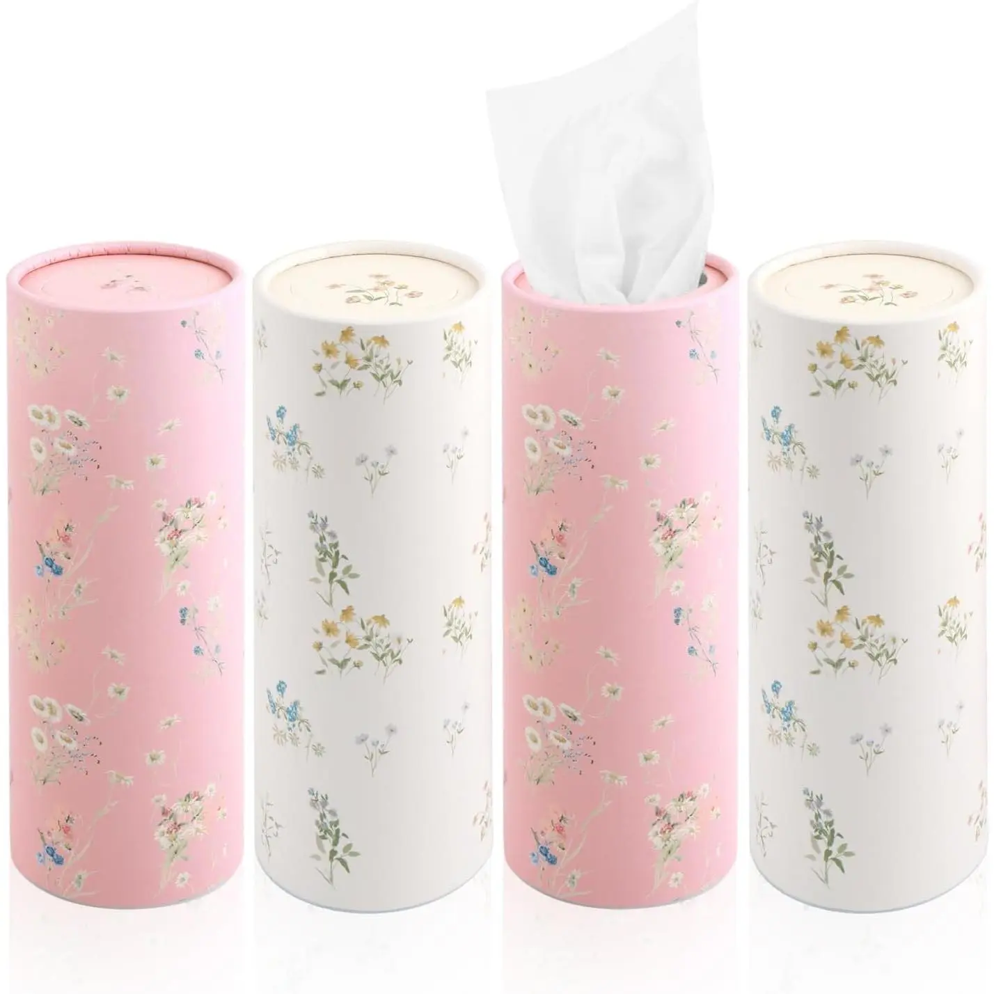 4 count  Tissue Holder,Extractable Portable  Tissue Cylinder for Storing Each Box 50 Tissues,Fashionable  Tissues for  Cup Holder  Accessories Interior