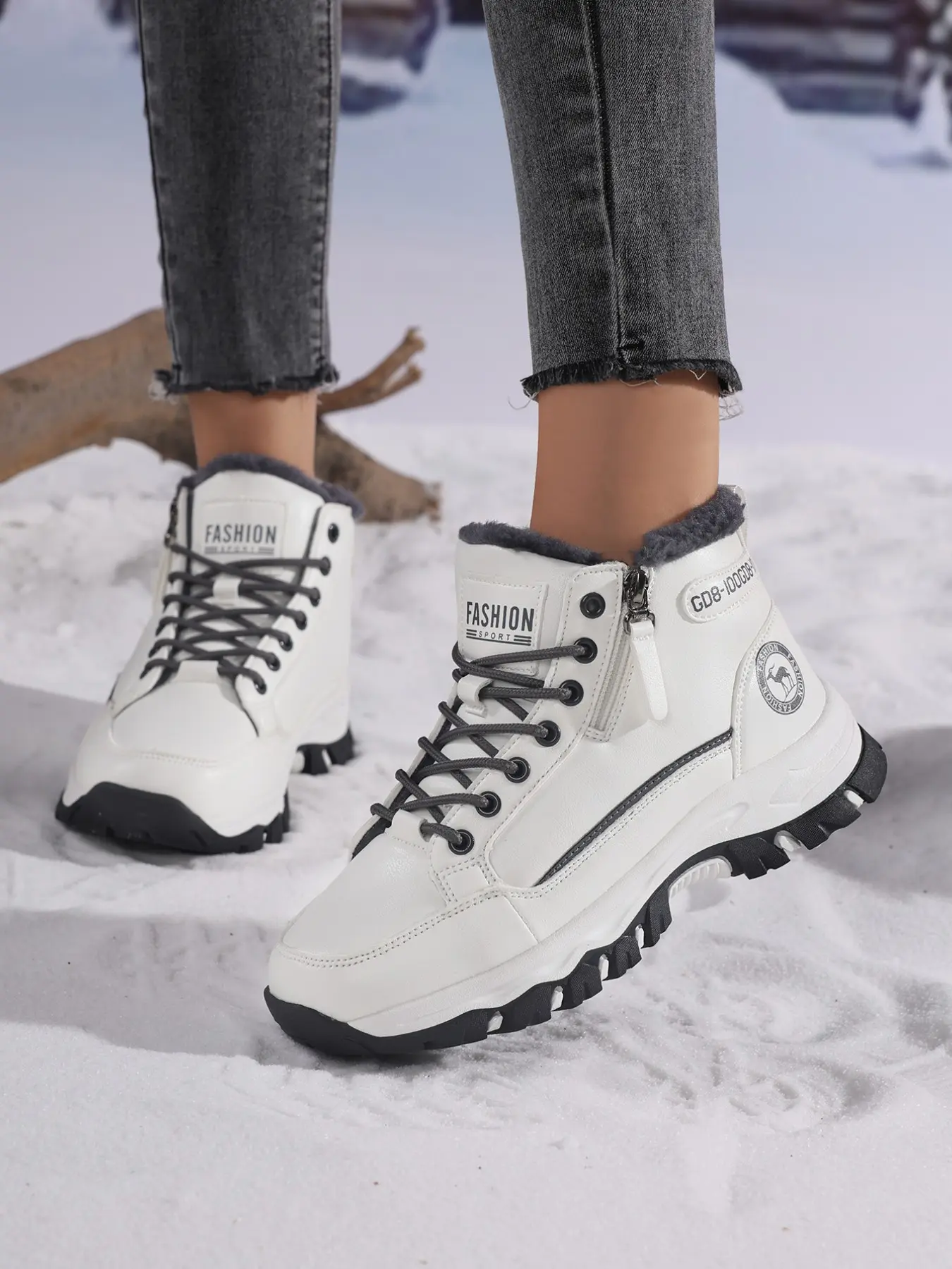 Women's High Top Snow Boots, Waterproof Side Zip, Thick Sole, Anti-Slip, Warm, Casual, Wide Fit, Ideal for Winter, Outdoor Activities