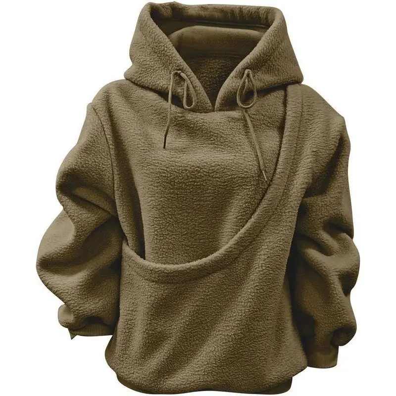Pet Pouch Hoodie Winter Thick Waterproof Fleece Jacket for Small Cats and Dogs with Front Carry Pouch for Outdoor Use Normal Type