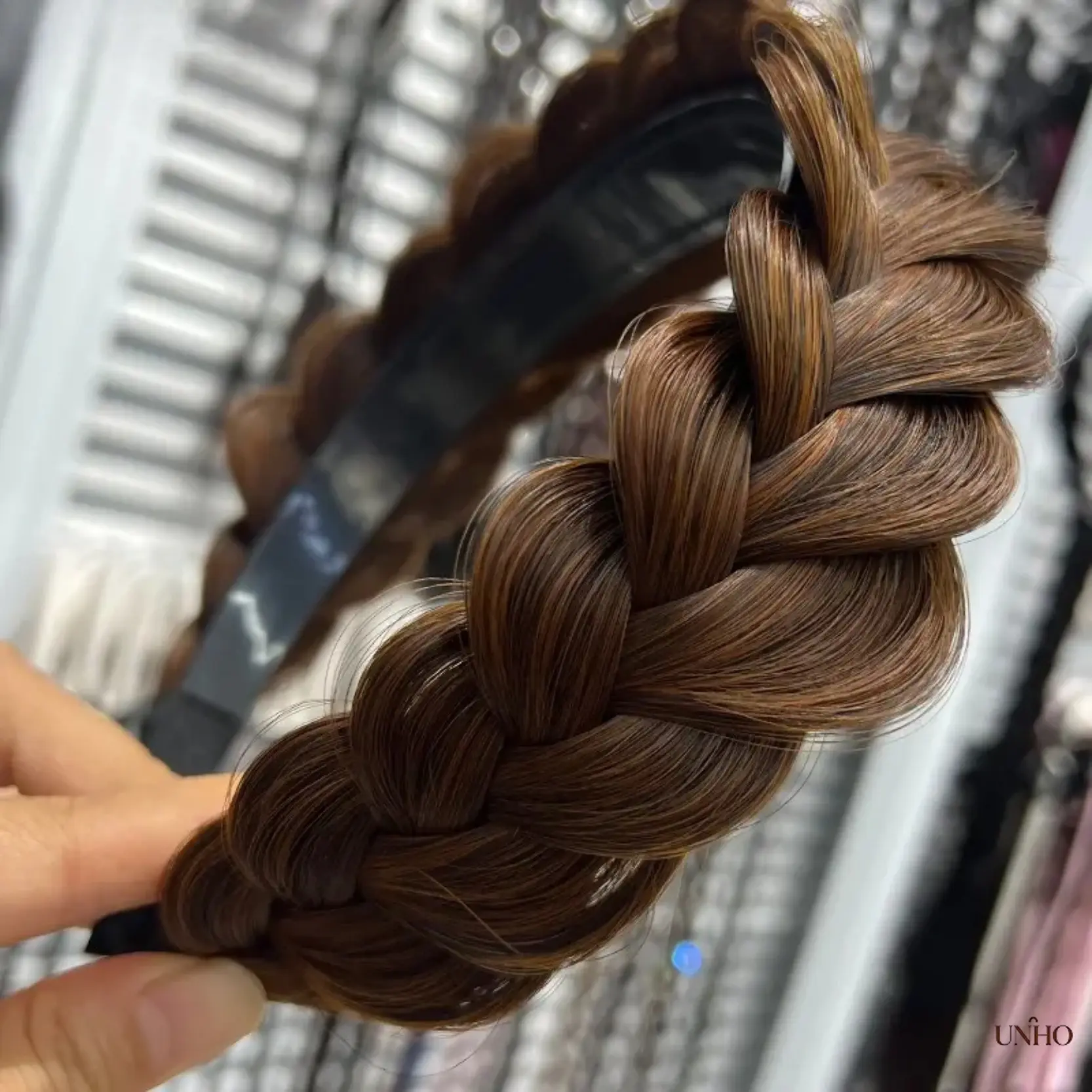4cm Wide Chunky Fishtail Braided Synthetic Wig Headband For Women, Heat Resistant Natural Texture Fake Braid Hairpiece With High Elastic Anti Slip Serrated Inner Band, Chic Boho Accessory For Daily Wear & Summer Beach Outings Character count: 136