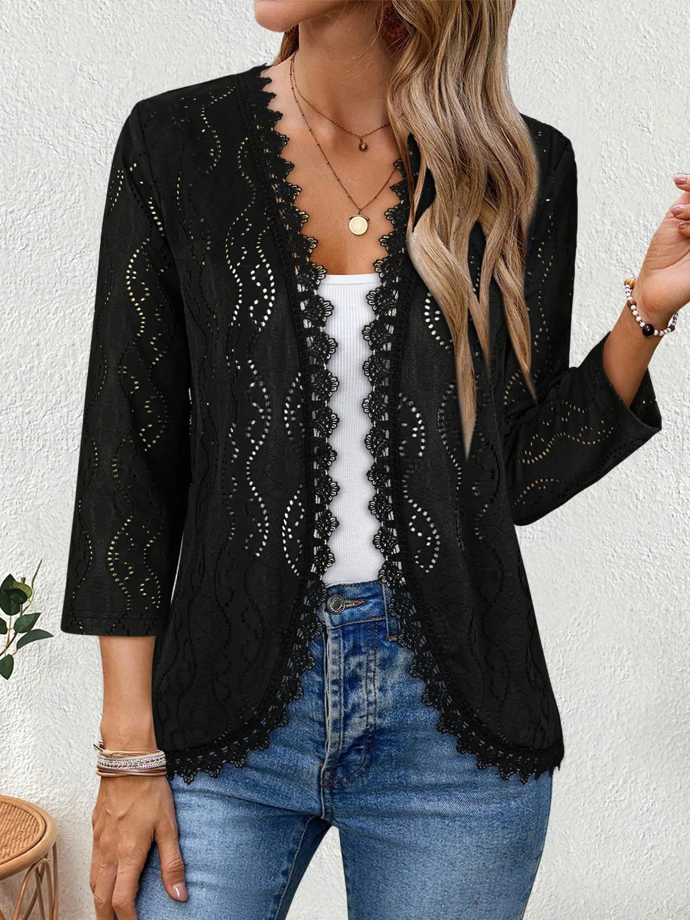 Women's Elegant Lace Fashion Cardigan Knitwear, Autumn Sweater Cardigans, Versatile Slimming Casual Design, Essential Daily Wear, Perfect for Everyday, Stylish and Comfortable