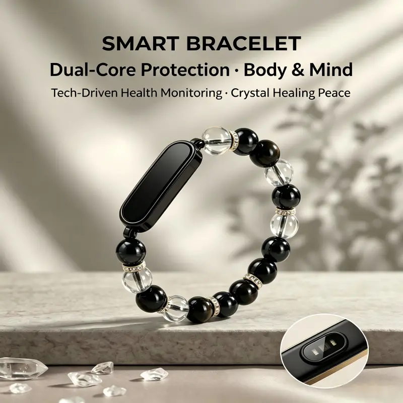 Smart Bracelet with Heart Rate, Blood Oxygen & Sleep Monitor, Vintage Stylish Couple Bangle Gift