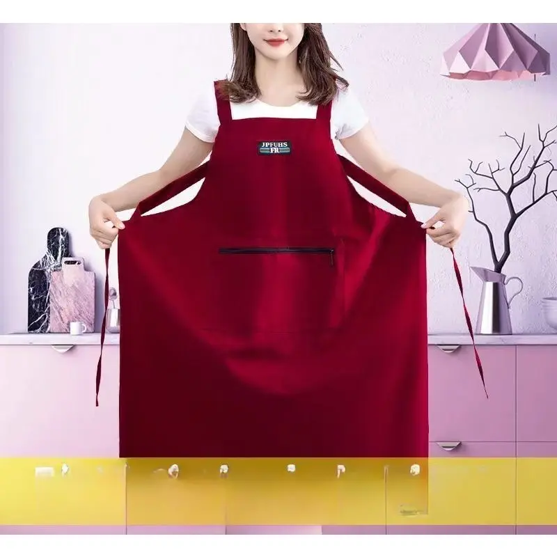 Waterproof, oil-proof, extra-long and plus-size apron, knee-length for home kitchen use, suitable for cooking and catering workwear, Kitchen Aprons