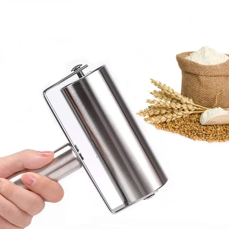 Stainless Steel Pasta Maker and Pizza Dough Press, Non-Stick Adjustable Thickness Kitchen Tool, Durable Easy Clean Design, Dual Rollers, Manual Pasta Maker