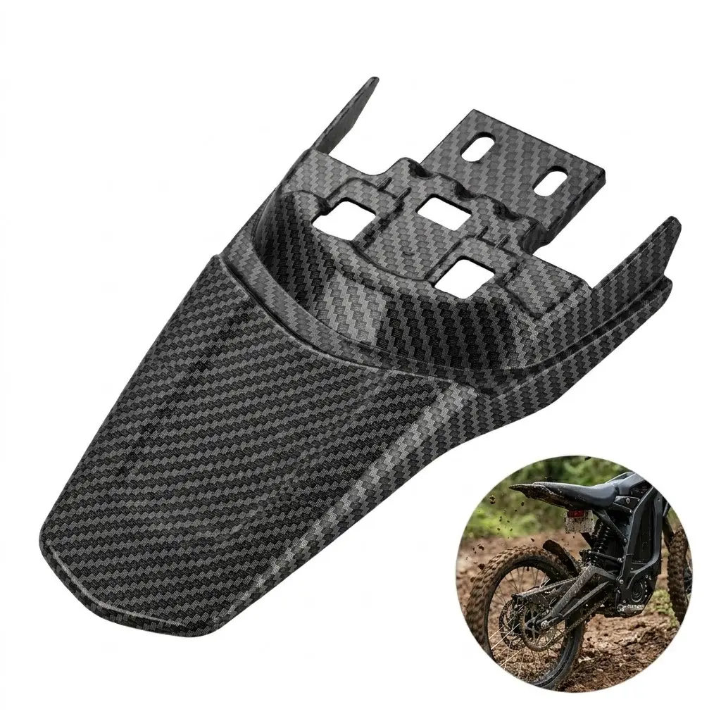 Dirt Bike Rear Fender Mudguard Protector, Imitation Carbon Fiber, Compatible with Sur Ron, Light Bee, Segway X260, X160, Electric Dirt Bike