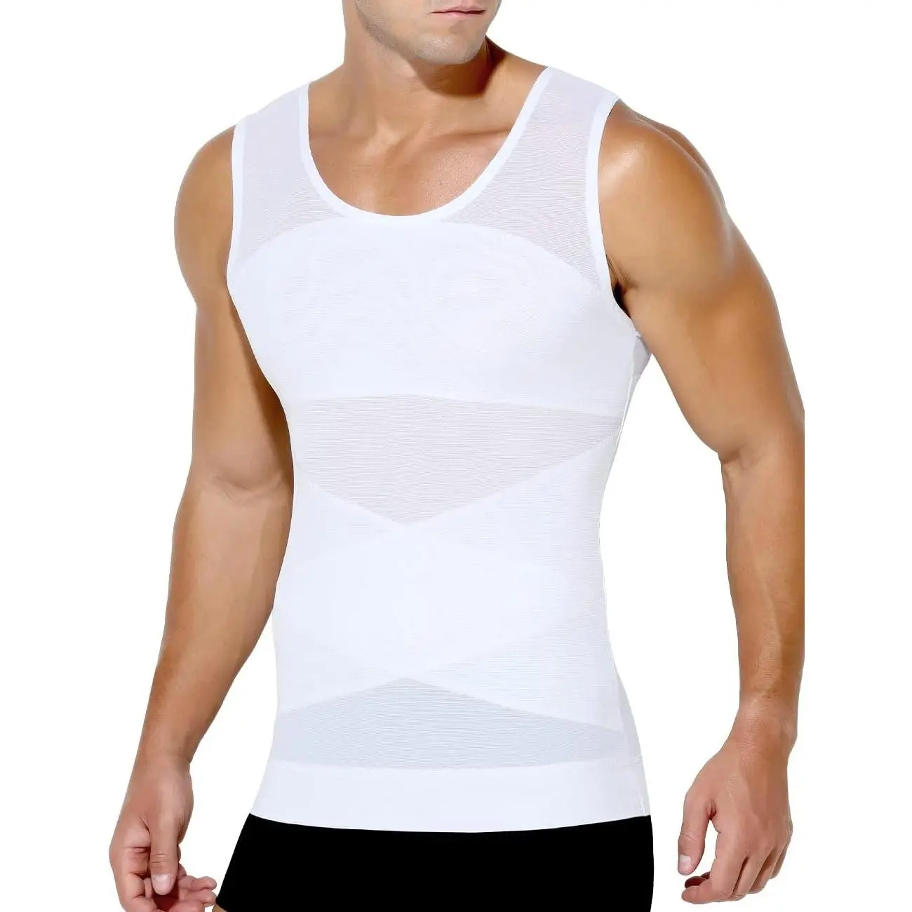 Men's Slimming Shirt Mesh Compression Shirt 4-Way Stretch Body Shaper for Chest,Abdomen & Posture Support(Gift)