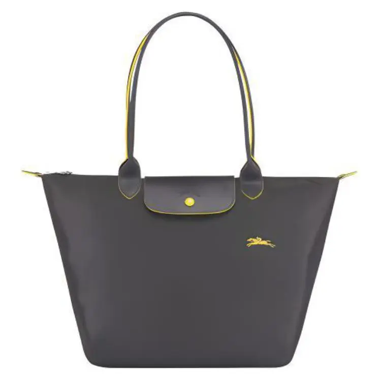Longchamp Le Pliage Club 31 Large Fabric Tote Bag for Women, Structured Style in Metallic Gray