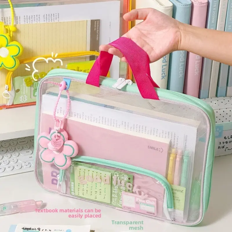 Multi-Layer Subject Classification File Bag for Students Large Capacity Zippered Document Holder Portable A4 Paper Storage Organizer for School Supplies Office Supplies