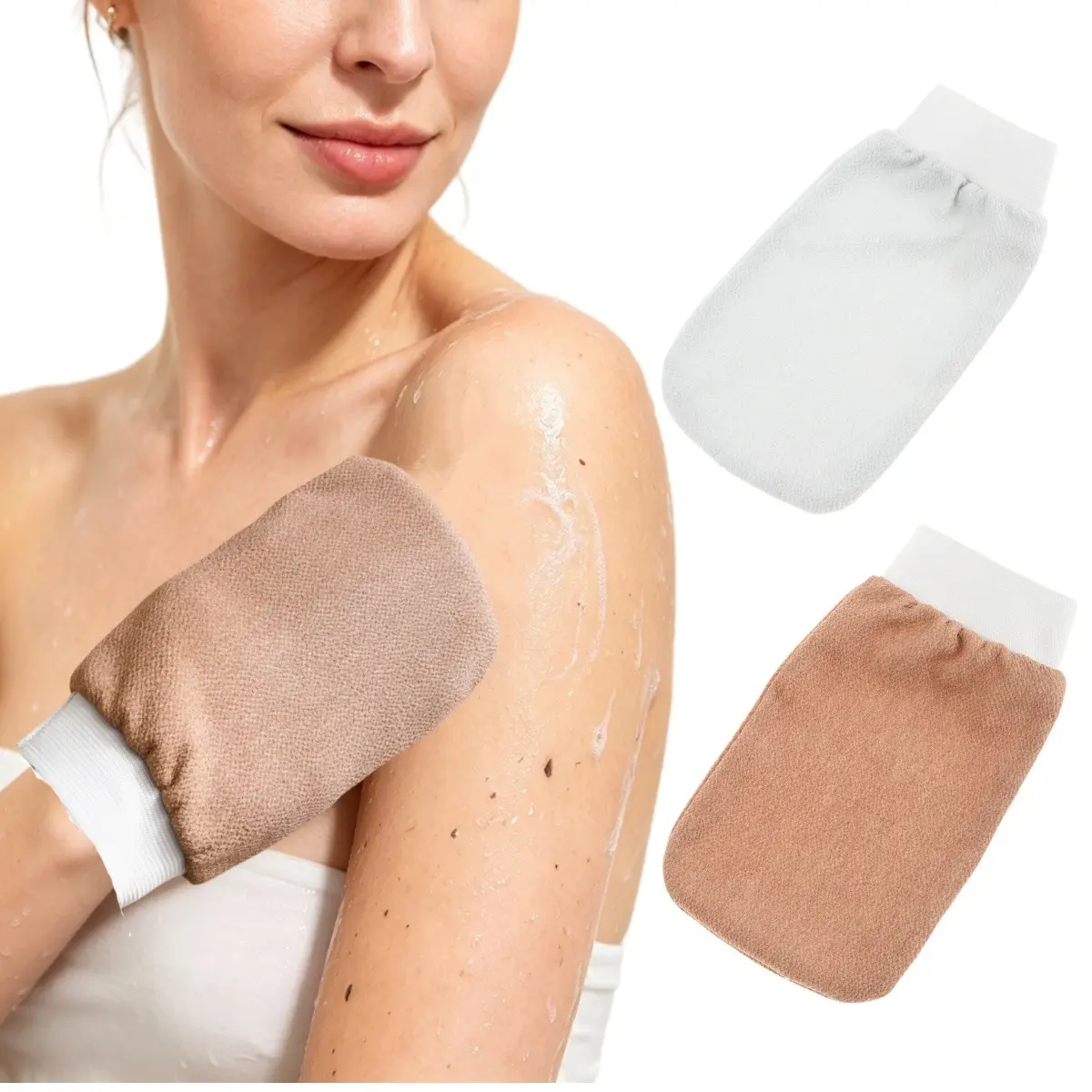 2-Pack Adhesive Bath Gloves, Exfoliating Bath Mitts, Dead Skin Remover, Reusable Body Care Tools, Ideal for Shower & Spa Use